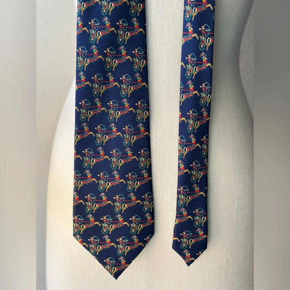 Vintage Neiman Marcus Designer Collections Silk Tie-Richel Equestrian - Picture 8 of 10